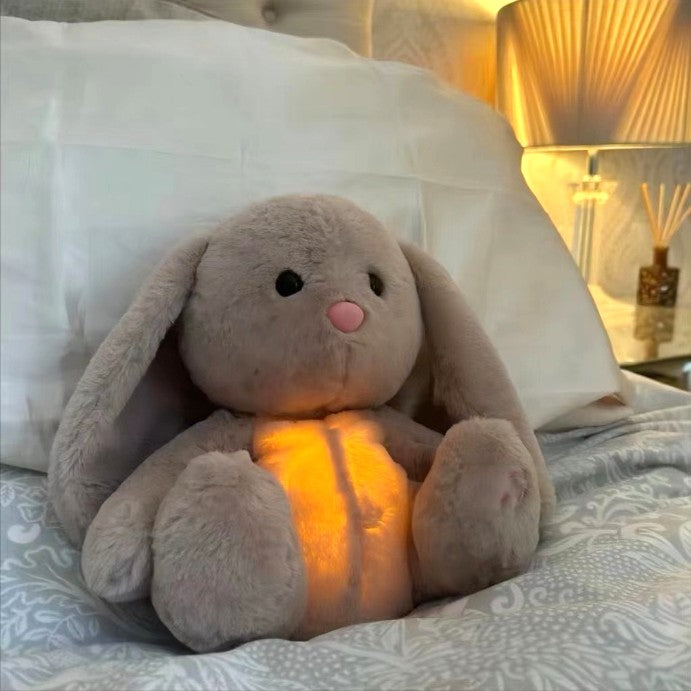 Hops the Rabbit 4-in-1 Sleep Buddy, Soothing Rhythmic Breathing Plush with Calming Melodies & Soft Glow Lights