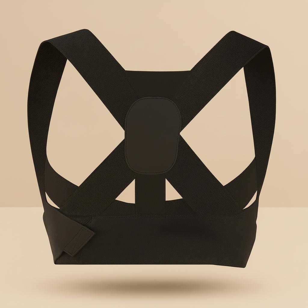 Black sports bra with geometric design on a light gray background