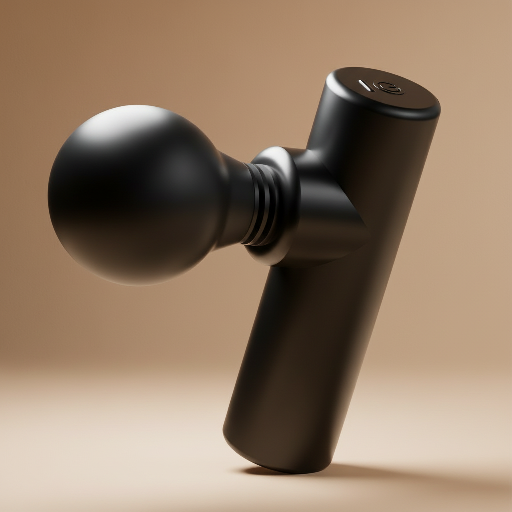 Black wireless earbud on a pink gradient background