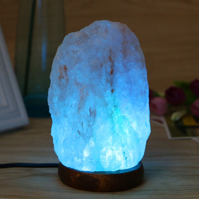 Salt Lamp - USB Himalayan Salt Lamp Night Light with Wooden Base
