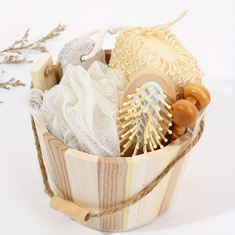 Natural Wooden Bucket Spa Gift Set