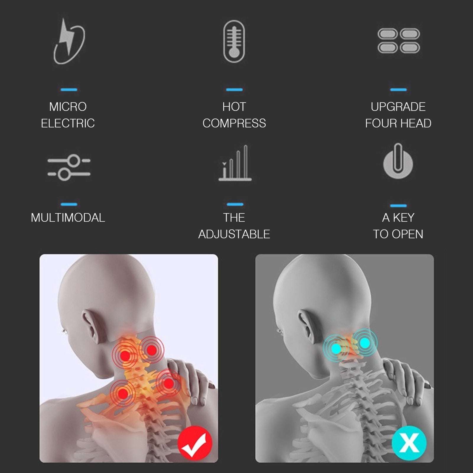 Electric 4-Head Neck Massager with Heat
