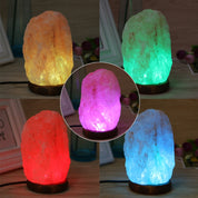 Salt Lamp - Color Changing Crystal Rock Night Light with Wooden Base
