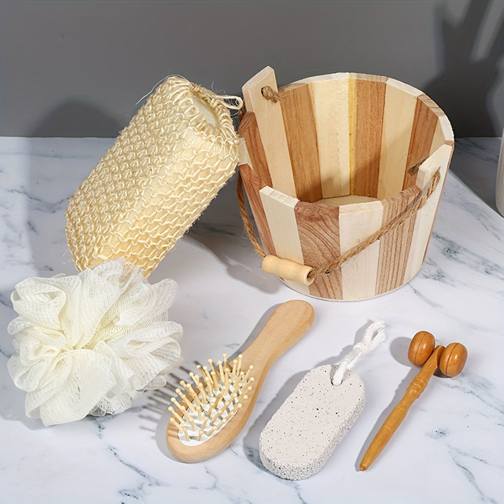 Natural Wooden Bucket Spa Gift Set