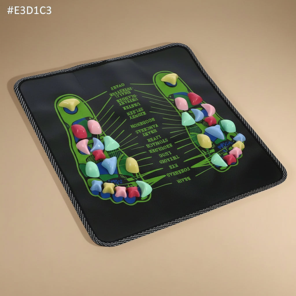 Colorful foot chart on a black background