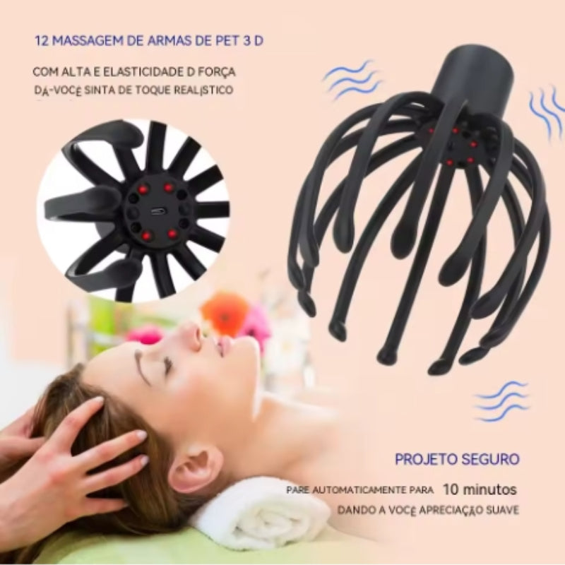 Electric Octopus Head Massager with 12 Claws